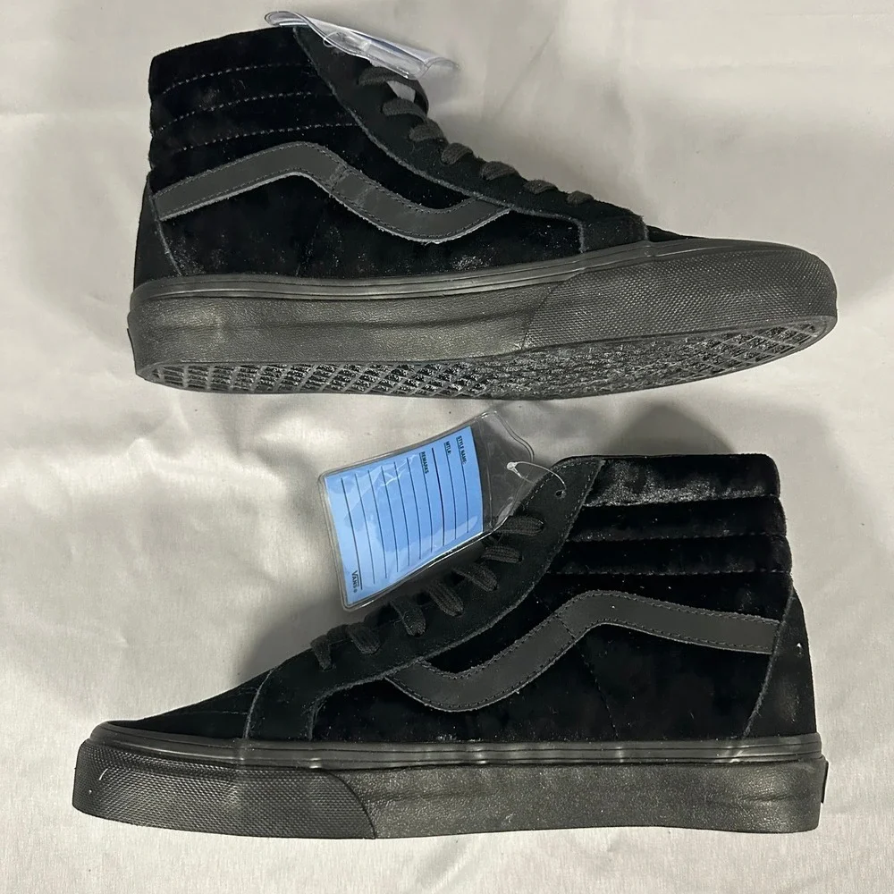 Vans UA Sk8-Hi Reissue Mens Size 7 W8.5 Black Velvet High Top Sample VN0A2XSBNQ9